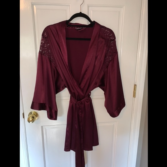 maroon satin robe
